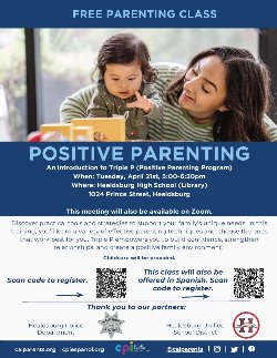 Flyer in English for Positive Parenting Workshop